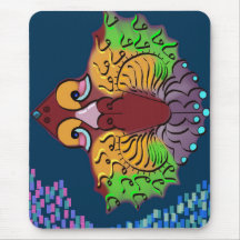 Tapis de souris Art abstrait de poisson en écritur