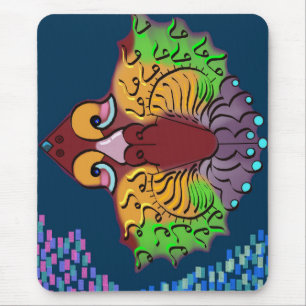Tapis de souris Art abstrait de poisson en écritur