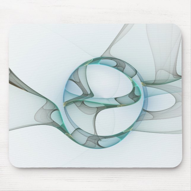 Tapis De Souris Art Abstrait moderne Fractal Bleu Turquoise Gris (Devant)