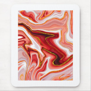 Tapis De Souris Art abstrait rouge et or vibrant