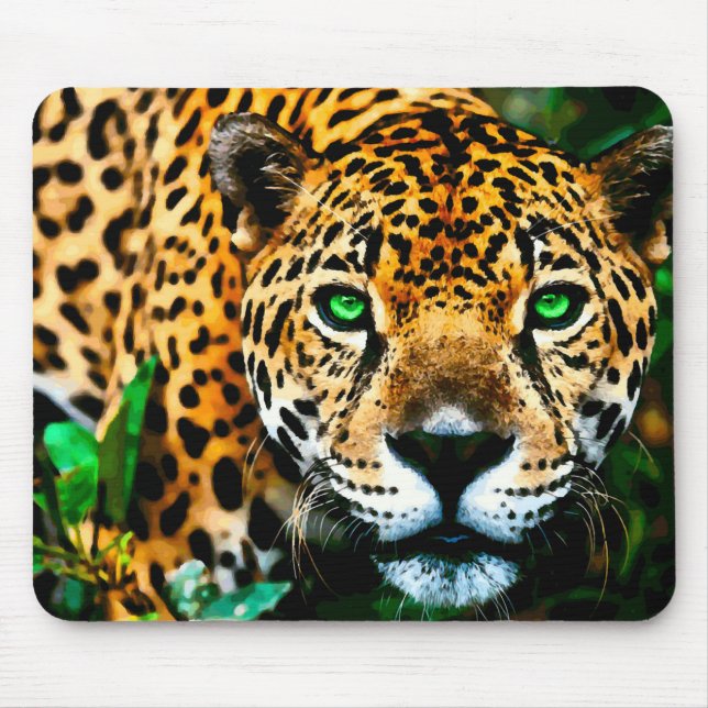 Tapis De Souris Art acrylique de faune de Jaguar (Devant)