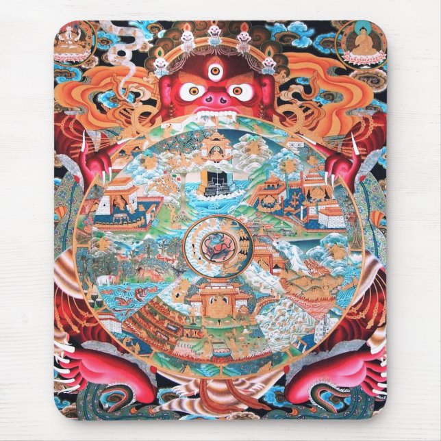 Tapis De Souris Art bouddhiste tibétain (roue de la vie) (Devant)