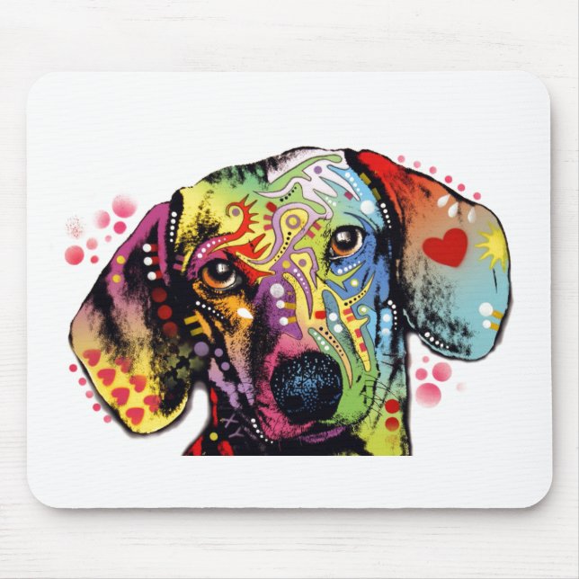 Tapis De Souris art coloré de teckel (Devant)