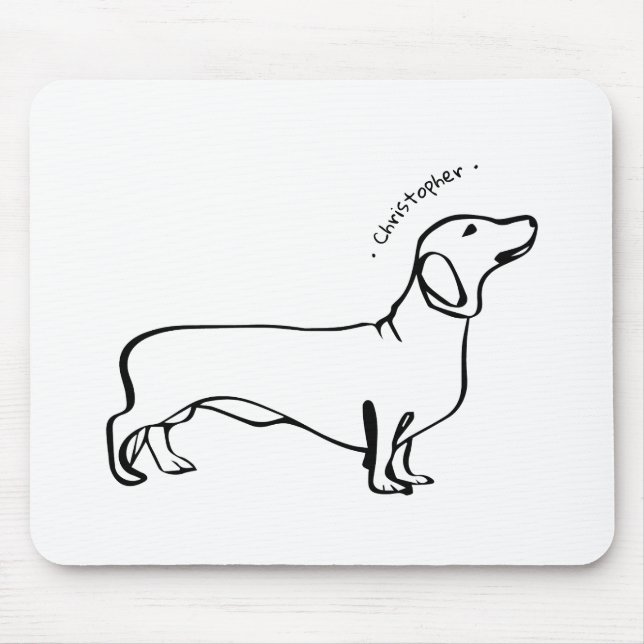 Tapis De Souris Art Dachshund Minimaliste - Votre texte, votre sty (Devant)
