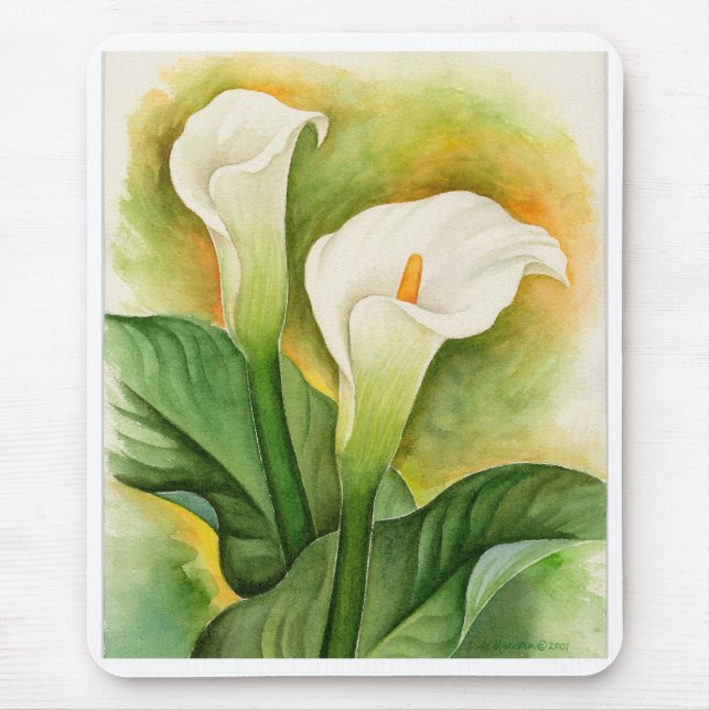 Tapis De Souris Art d'aquarelle de deux lis de Cala - multi (Devant)