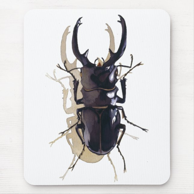 Tapis De Souris Art d'aquarelle d'insecte "de scarabée de mâle" (Devant)