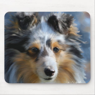 Tapis De Souris Art de chien de berger de Shetland