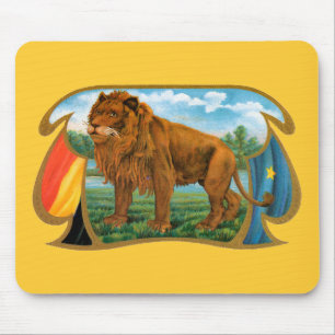 Tapis De Souris Art de l'étiquette de cigare vintage, Lion africai