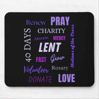 Tapis De Souris Art de mots de la saison catholique du Carême Viol