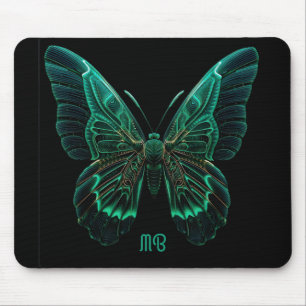 Tapis De Souris Art de papillon luminescent vert néon