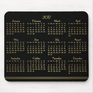 Tapis De Souris Art Déco Black Gold Calendrier Annuel 2017 Mousepa