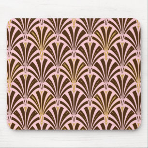Tapis De Souris Art Deco fan pattern - chocolate on pink