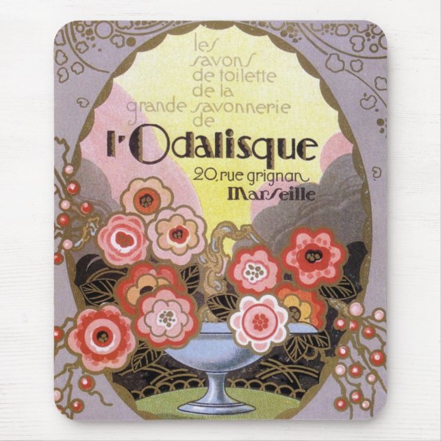 Tapis De Souris Art Déco l'Odalisque Étiquette de parfum (Devant)