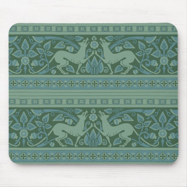 Tapis De Souris Art Déco Nouveau Chien Nature Botanique Antique (Devant)