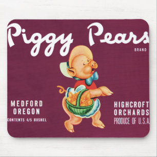 Tapis De Souris Art d'étiquette de caisse de fruits vintage avec P