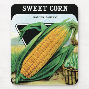 Tapis De Souris Art d'étiquette de paquet de graines vintage, maïs