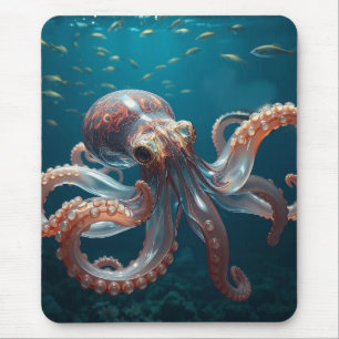 Tapis De Souris Art du poulpe en verre iridescent Art de la mer