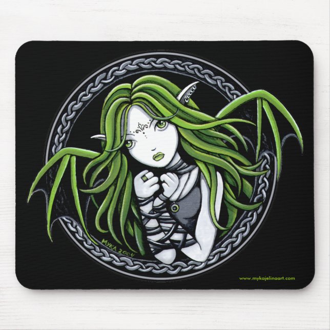 Tapis De Souris Art féerique Mousepad de batte verte gothique (Devant)