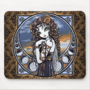 Tapis De Souris Art féerique Mousepad de lune gothique de fleur d