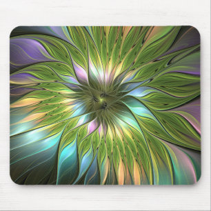 Tapis De Souris Art Fractal Fleur Imaginaire Coloré Lumineux