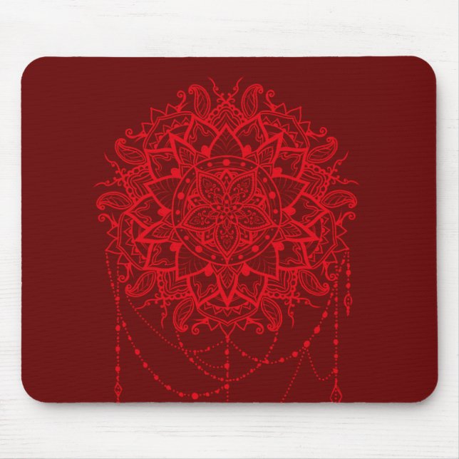 Tapis De Souris Art indien de Bourgogne de mandala (Devant)