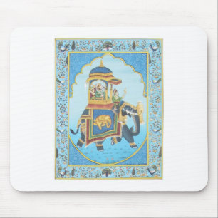 TAPIS DE SOURIS ART INDIEN VINTAGE DE TOUR ROYAL D'ÉLÉPHANT