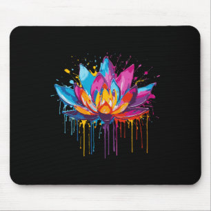 Tapis De Souris Art Lotus, éclaboussures de peinture, Yoga
