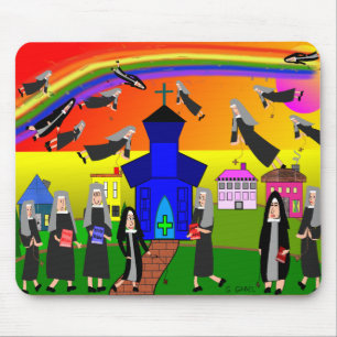 Tapis De Souris Art lunatique "de nonnes volantes" de nonnes
