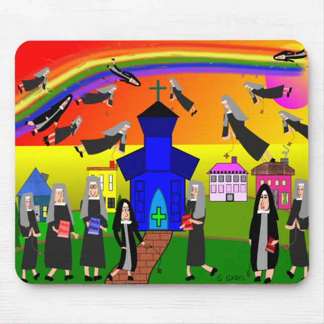 Tapis De Souris Art lunatique "de nonnes volantes" de nonnes (Devant)