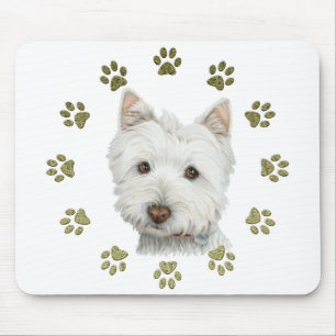 Tapis De Souris Art mignon et pattes de chien de Westie