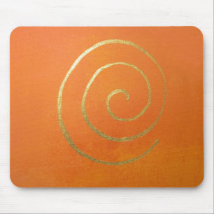 Tapis De Souris Art Moderne Peinture Orange Et Or Abstraite
