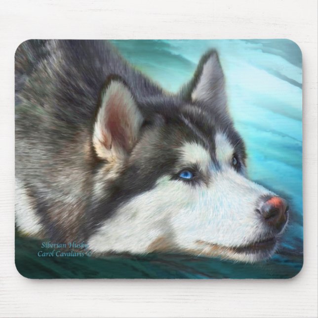 Tapis De Souris Art Mousepad de chien de traîneau sibérien (Devant)