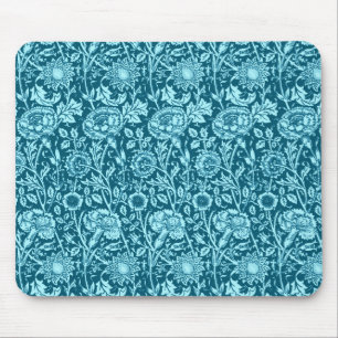 Tapis De Souris Art nouveau Carnation Damask, Indigo et Sky Blue