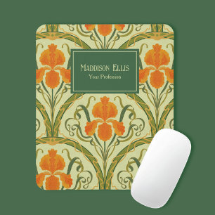Tapis De Souris Art Nouveau Floral Vert Entreprise Féminine