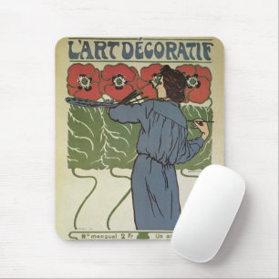 Tapis De Souris Art Nouveau vintage, Artiste peignant des fleurs d