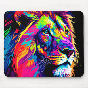 Tapis De Souris Art numérique Abstrait 3d Portrait de Lion