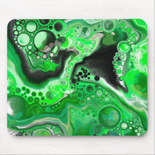 Tapis De Souris Art numérique vert en marbre fluide