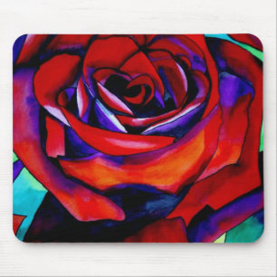 Tapis De Souris Art original rose de la passion rouge