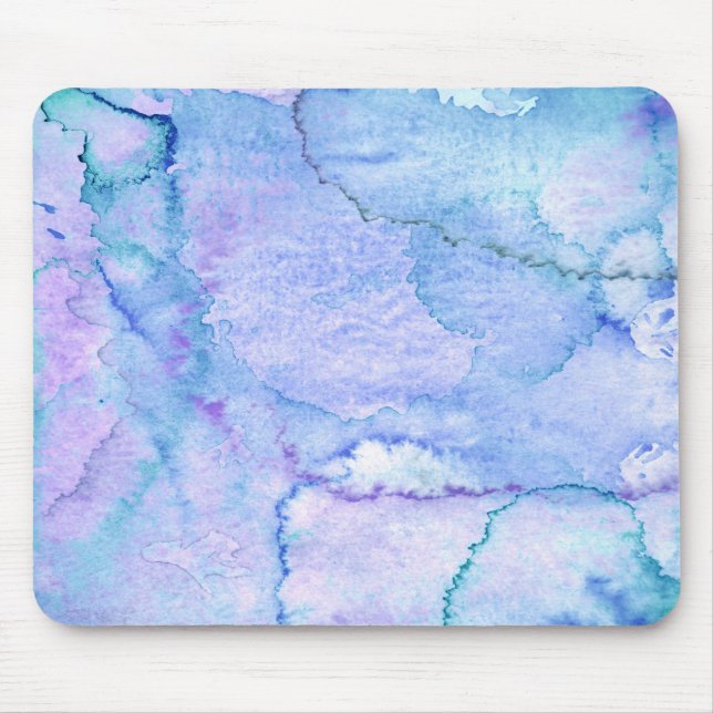 Tapis De Souris Art pourpre et bleu de "août" d'aquarelle (Devant)