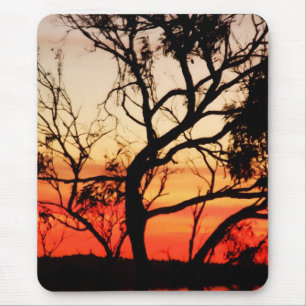 Tapis De Souris Art Vivant : Sunset Nature Silhouette Mousepad