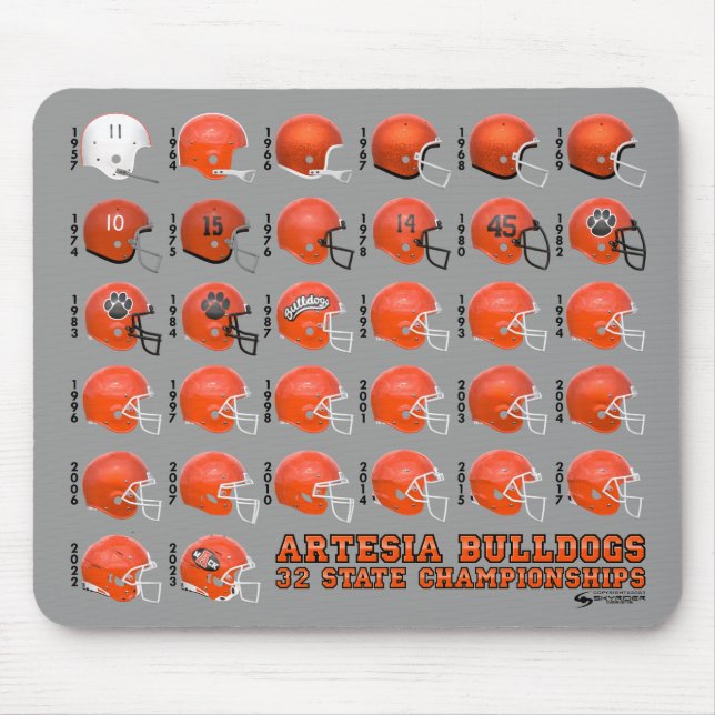 Tapis De Souris Artesia Bulldogs Etat Champs Casque Mousepad (Devant)