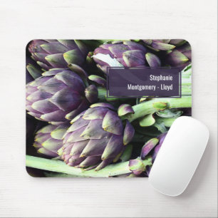 Tapis De Souris Artichots alimentaires pourpres et verts Photo