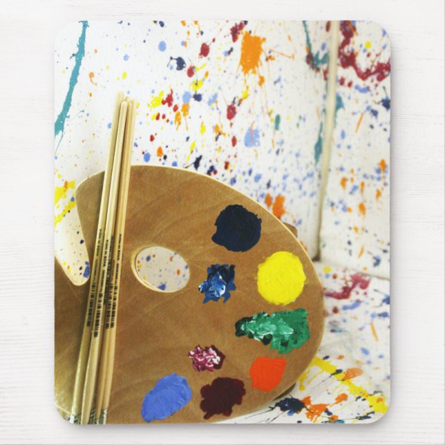 Tapis De Souris Artistes Peinture Splatter et Palette de Peinture (Devant)