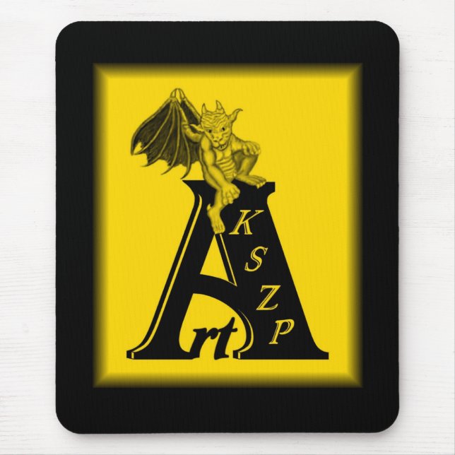 Tapis De Souris ArtKSZP Logo mit kleinem Golem schwarz design gelb (Devant)