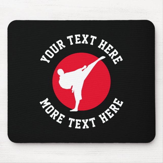 Tapis De Souris Arts martiaux personnalisés karate kick silhouette (Devant)
