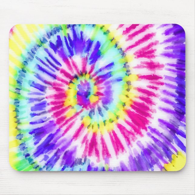 Tapis De Souris Artsy Neon Rainbow Tie Dye Motif d'aquarelle (Devant)