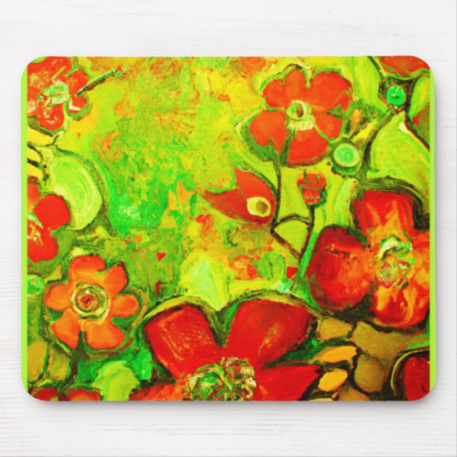 Tapis De Souris Artwork de fleurs étonnantes et colorées (Devant)
