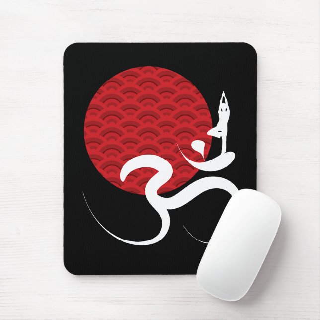 Tapis De Souris Asiatique Red Sun Yoga & Moderne Zen Calligraphie  (Avec souris)