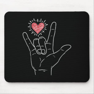 Tapis De Souris Asl Heart I Love You Hand Sign Language Valentines