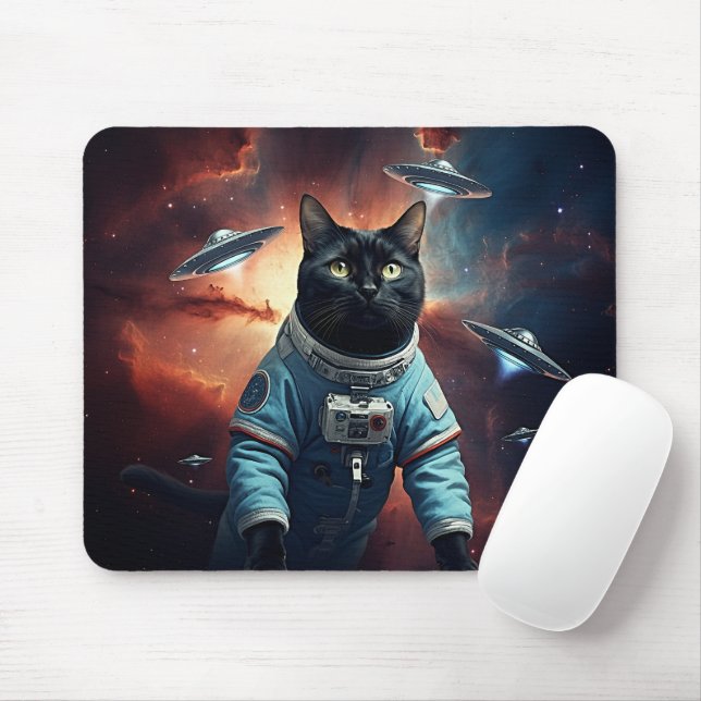 Tapis De Souris Astronaut de chat galactique (Avec souris)